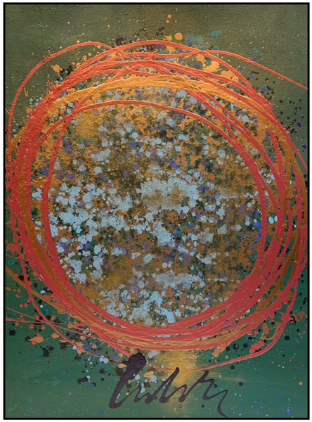Orange Circle Original Acrylic Painting Signed Contemporary Art