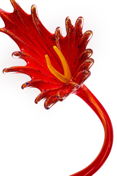 Dale Chihuly Large Araby Red Ikebana with Single Flower Original Blown Glass Art