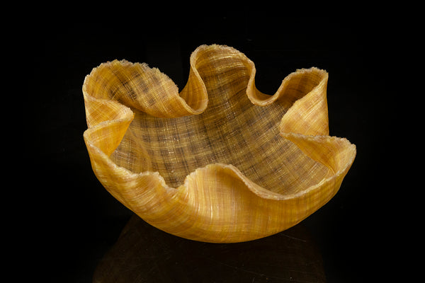 Gold Textured Spun Glass Bowl, Contemporary Art
