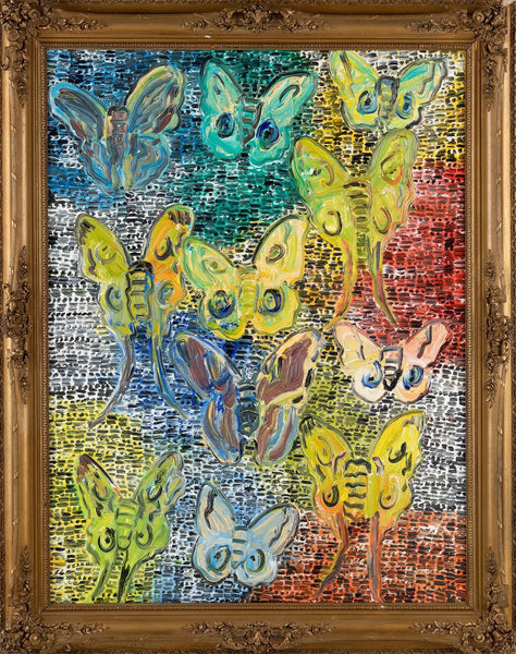 Original Polyphemus Butterfly Painting Contemporary Art
