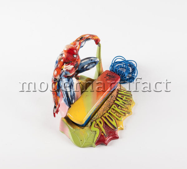 Spiderman Marvel Phone Hand Painted Sculpture Pop Art Signed COA