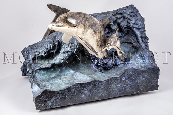 Dolphin Experience Sculpture Art Furniture Coffee End Table $20k
