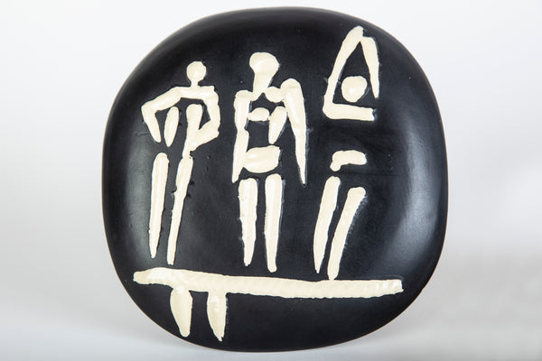 Original Trois Personnages Sur Tremplin (Three People on a Trampoline) AR 374 Signed Ceramic Contemporary Art Plate