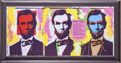 Original Oil Painting Abraham Abe Lincoln, Large Three Faces