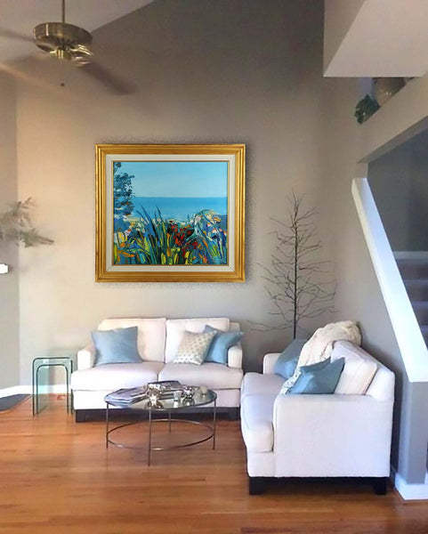 Original Coastal Vista Oil Painting Signed Contemporary Art