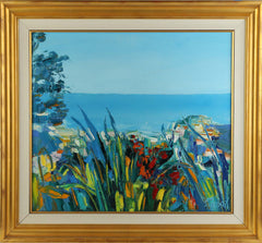 Original Coastal Vista Oil Painting Signed Contemporary Art