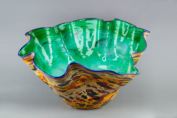 Dale Chihuly Emerald Macchia with Indigo Lip Original Handblown Glass Signed Contemporary Art