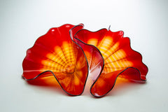Dale Chihuly Red Amber Persian Pair Original Contemporary Handblown Glass Art