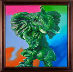 Steve Kaufman Huge Elephant Pop Art Painting Ganesha Original Oil Painting