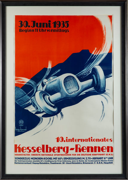 1935 Kesselberg-Rennen Racing Poster Germany Klotz Kienast vintage deco Geo Ham