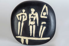 Original Trois Personnages Sur Tremplin (Three People on a Trampoline) AR 374 Signed Ceramic Contemporary Art Plate