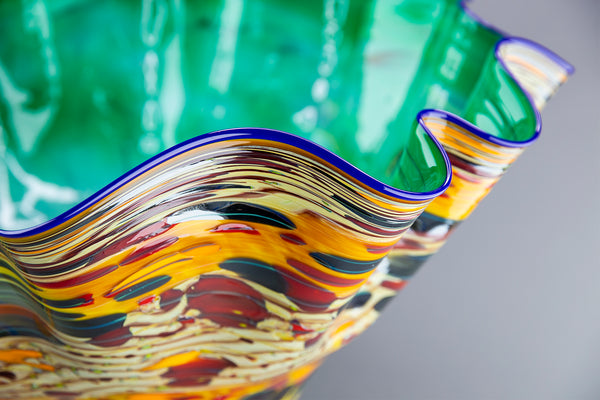Dale Chihuly Emerald Macchia with Indigo Lip Original Handblown Glass Signed Contemporary Art