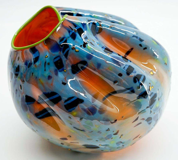 Dale Chihuly Signed Original Aqua Blue Macchia Handblown Contemporary Glass Art