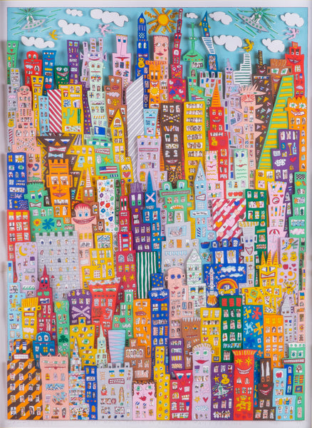 James Rizzi One Man's Floor is Another Man's Ceiling Signed Mixed Media 3D Screenprint