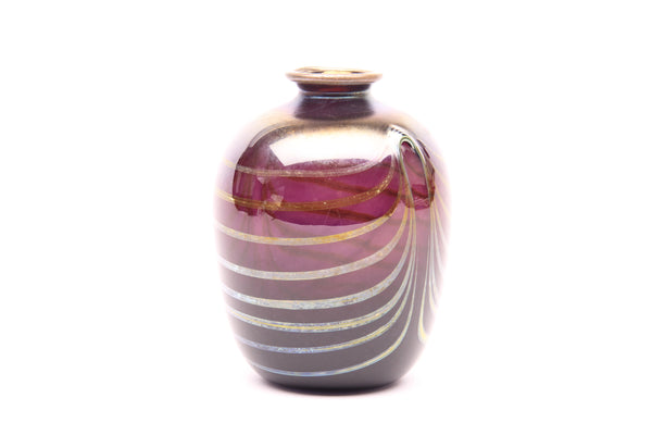 Dale Chihuly Signed Original 1971 Violet Vase with Gold Detailing Handblown Glass