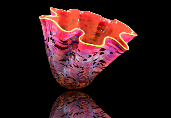 Dale Chihuly Large signed Portland Press series Ruby Macchia Handblown Glass Art