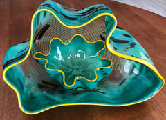 Dale Chihuly Original SeaGreen Macchia Pair Contemporary Glass Art
