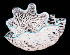 Dale Chihuly Signed Original White Peal Seaform Pair Handblown Contemporary Glass Art