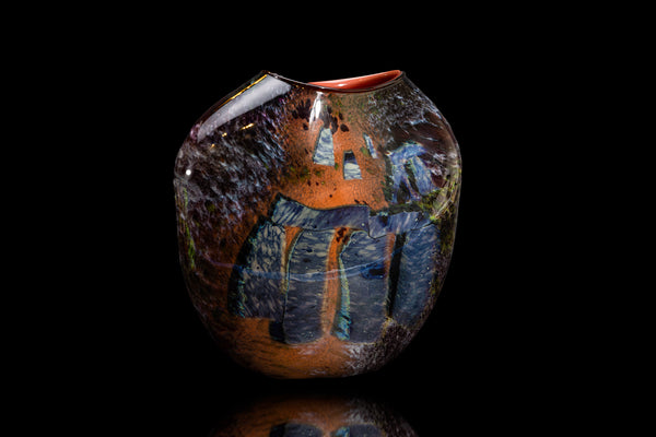 William MorrisRed and Black Shard Vessel Handblwon Contemporary Glass Art