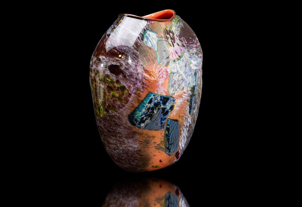 William MorrisRed and Black Shard Vessel Handblwon Contemporary Glass Art