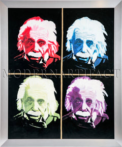 Einstein Quad Unique Original Oil Painting Signed, Original COA