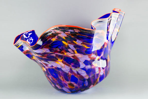 Dale Chihuly Royal Blue Macchia with Para Red Lip Original Handblown Glass Signed Contemporary Art