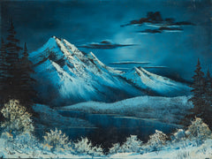 Signed Original Winter Mountain Lake Contemporary Art Painting