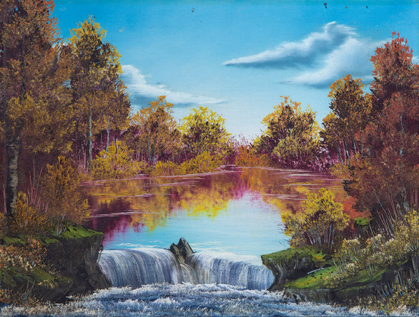 Authentic, Original Waterfall Oil Painting Contemporary Art