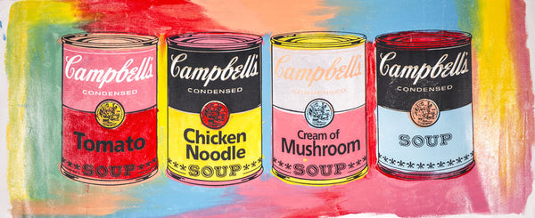 Campbells Soup Quad Warhol Famous Assistant, Pop Art Oil Painting