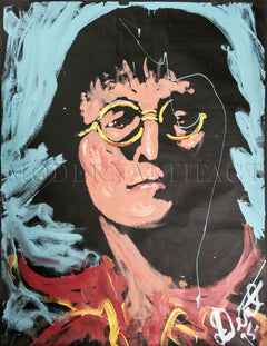 John Lennon Portrait Acrylic on Paper Authentic Painting Best Offer