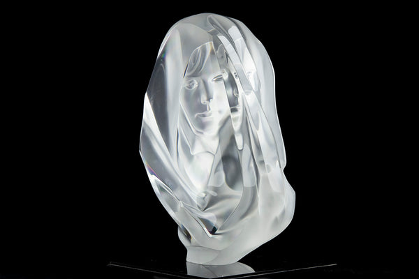 Penumbra $12k retail, W/Stand hand Signed Lucite Female Sculpture Modern Art