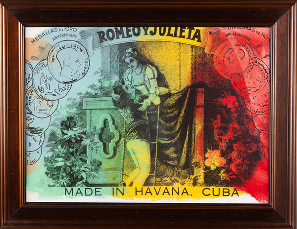 Steve Kaufman Original Oil Hand Painted Romeo and Julieta Cohiba Cigar Documente