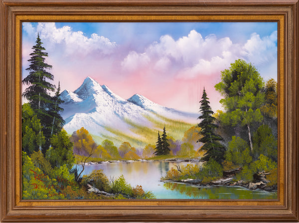 Bob Ross Signed Original Oil on Canvas Painting Rare Large size  24" x 36"