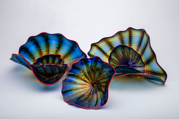 Original 5 Piece Cobalt Persian Set Glass, Contemporary Art 35K appraisal