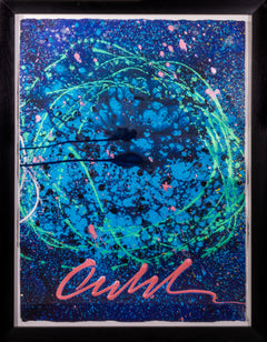 Dale Chihuly Original Untitled Signed Royal Blue Acrylic and Metallic Painting