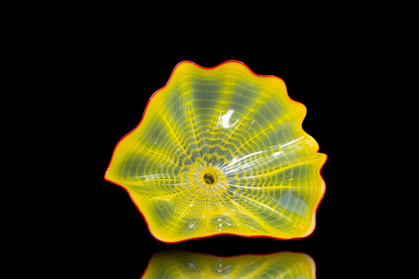 Dale Chihuly Original Buttercup Yellow Persian with Blood Red Lip Wrap Handblown Glass Art