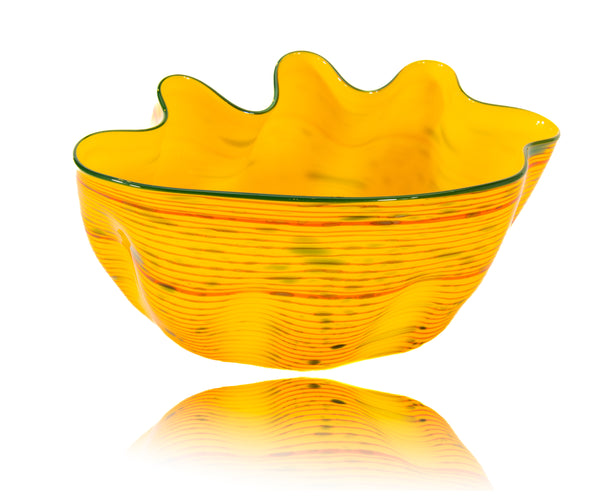 Dale Chihuly Desert Yellow Macchia Hand Blown Glass Signed Contemporary Art