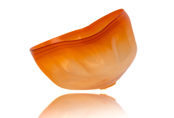 Dale Chihuly Orange Basket with Oxblood Threads Signed Handblown Glass