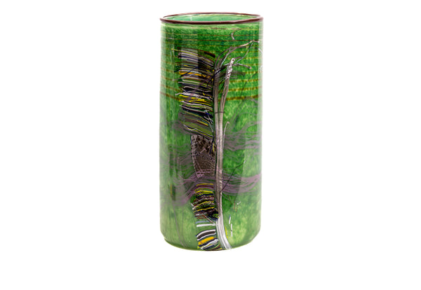 Dale Chihuly Original Green Navajo Blanket Cylinder Hand Blown Glass
