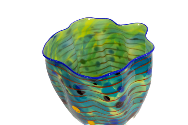 Dale Chihuly Signed Teal Seaform Persian Basket Original Hand Blown Glass Sculpture