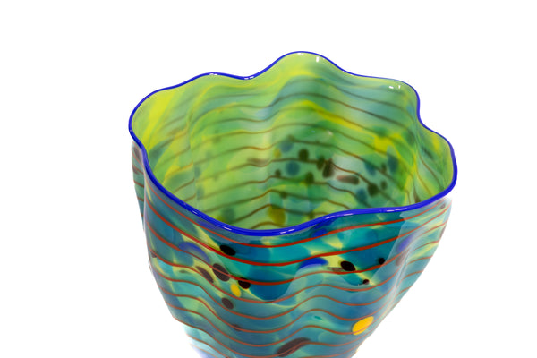 Dale Chihuly Signed Teal Seaform Persian Basket Original Hand Blown Glass Sculpture