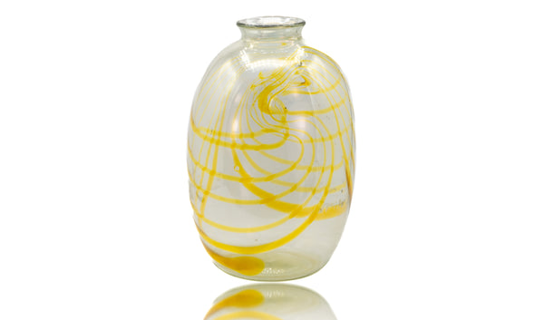 Dale Chihuly c. 1970 Clear with Yellow Stripes Pilchuck Oval Hand Blown Glass Vase with $20,000 Appraisal
