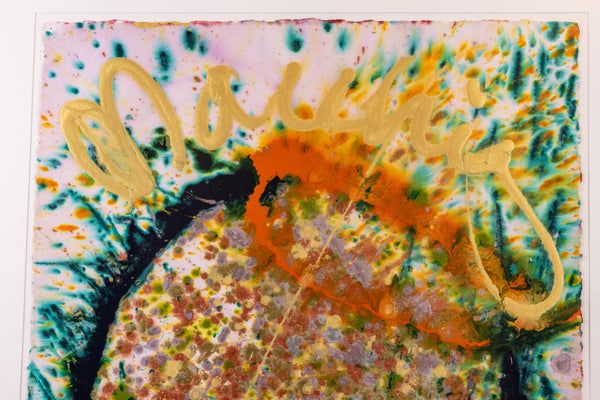 Dale Chihuly Signed Original Orange, Green, Gold Macchia Watercolor and Acrylic Painting