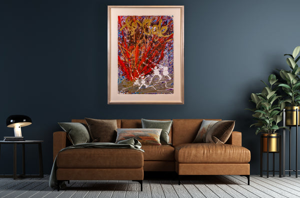 Dale Chihuly Untitled Red, Purple, Gold Original Acrylic Painting