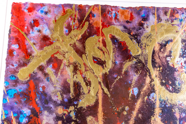 Dale Chihuly Untitled Red, Purple, Gold Original Acrylic Painting