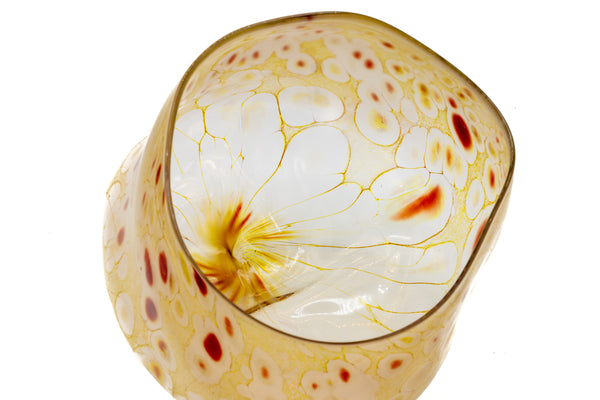 Dale Chihuly 1980 Signed Peach Spotted Hand Blown Glass Basket