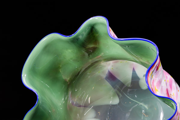 Dale Chihuly 1989 Windsor Emerald Macchia with Cobalt Lip Wrap with $45,000 Appraisal Contemporary Hand Blown Glass Art