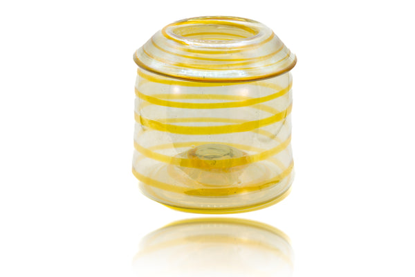 Dale Chihuly c. 1970 Clear with Yellow Stripes Pilchuck Hand Blown Glass 6" wide with $20,000 Appraisal