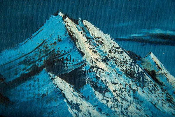 Signed Original Winter Mountain Lake Contemporary Art Painting