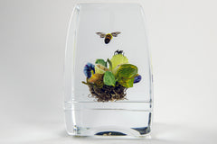 Blue Flower Paperweight Botanical Contemporary Floral Glass Art